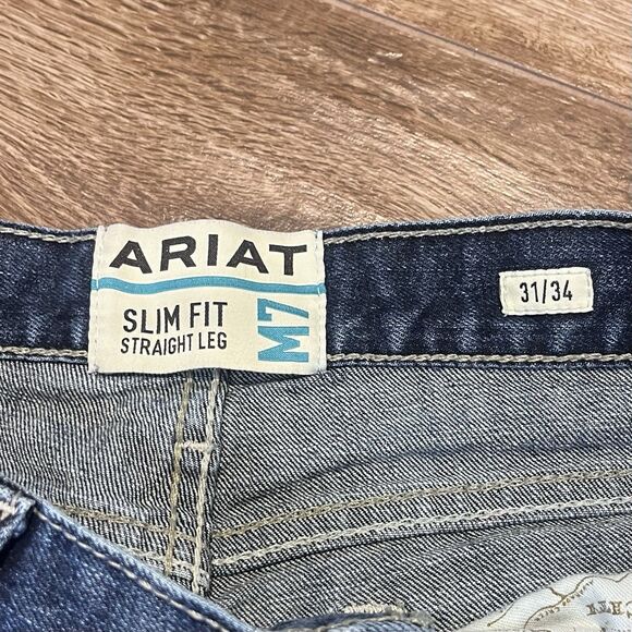 Ariat Jeans Men’s 31x34 Blue M7 Slim Fit Straight Leg Western Cowboy Stretch - Picture 5 of 14